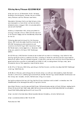A preview of a PDF biography for Thiessen, Arley Henry